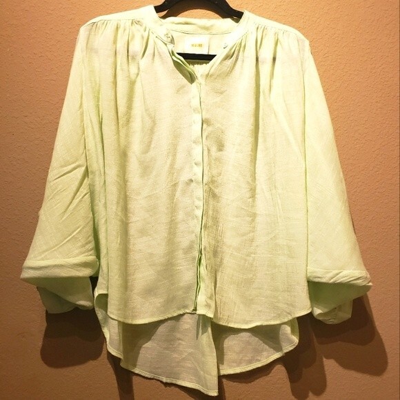 Anthropologie Maeve Brynna Button Up Pale Green Dolman Sleeve Top Size S - Picture 2 of 7